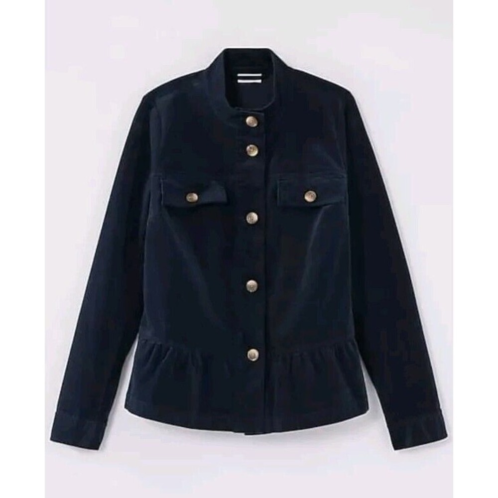 J.Jill Corduroy Peplum Jacket Women's XL Tall Button Up Navy Blue